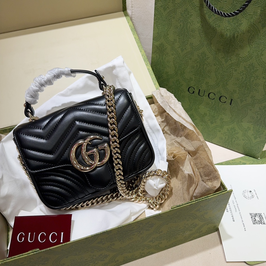 [TOP] GUCCI GG Marmont Mini Top Handle Bag 17×13×6 cm - 3 Colors