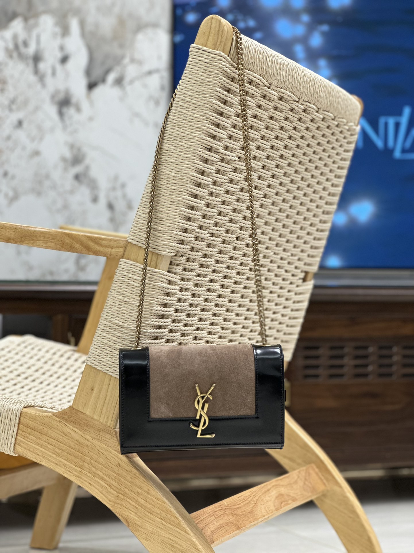 [TOP] Yves Saint Laurent YSL Kate Bag 20x13.5x6cm - Black and Brown