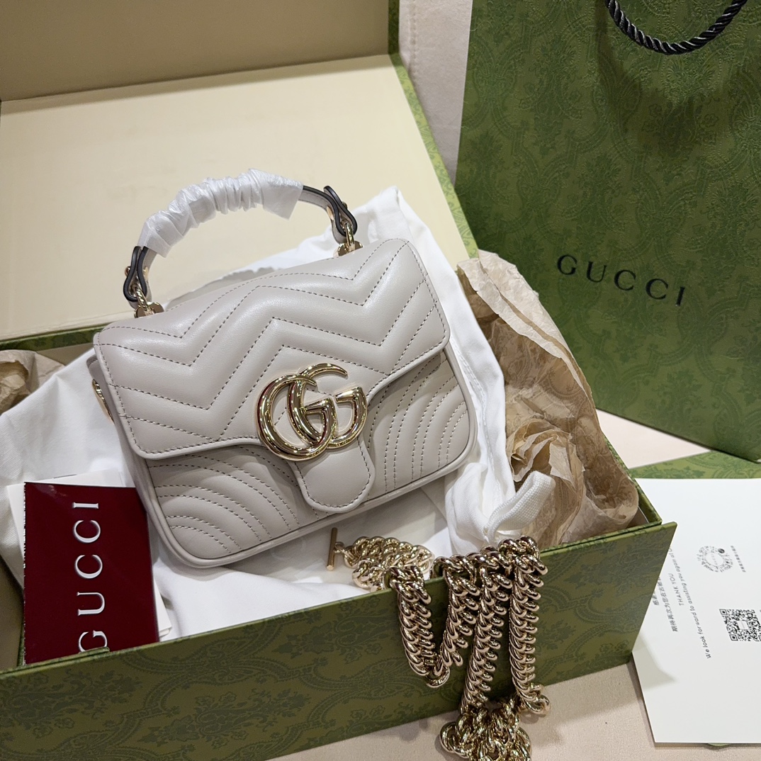 [TOP] GUCCI GG Marmont Mini Top Handle Bag 17×13×6 cm - 3 Colors