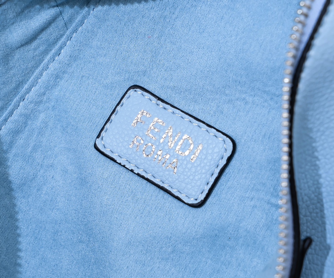 [TOP] Fendi Roma Leather Fendi Cono Shoulder Bag 18×37 cm-Blue