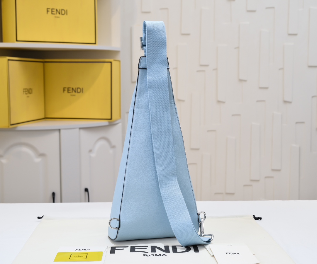[TOP] Fendi Roma Leather Fendi Cono Shoulder Bag 18×37 cm-Blue