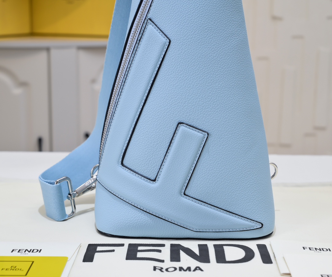 [TOP] Fendi Roma Leather Fendi Cono Shoulder Bag 18×37 cm-Blue