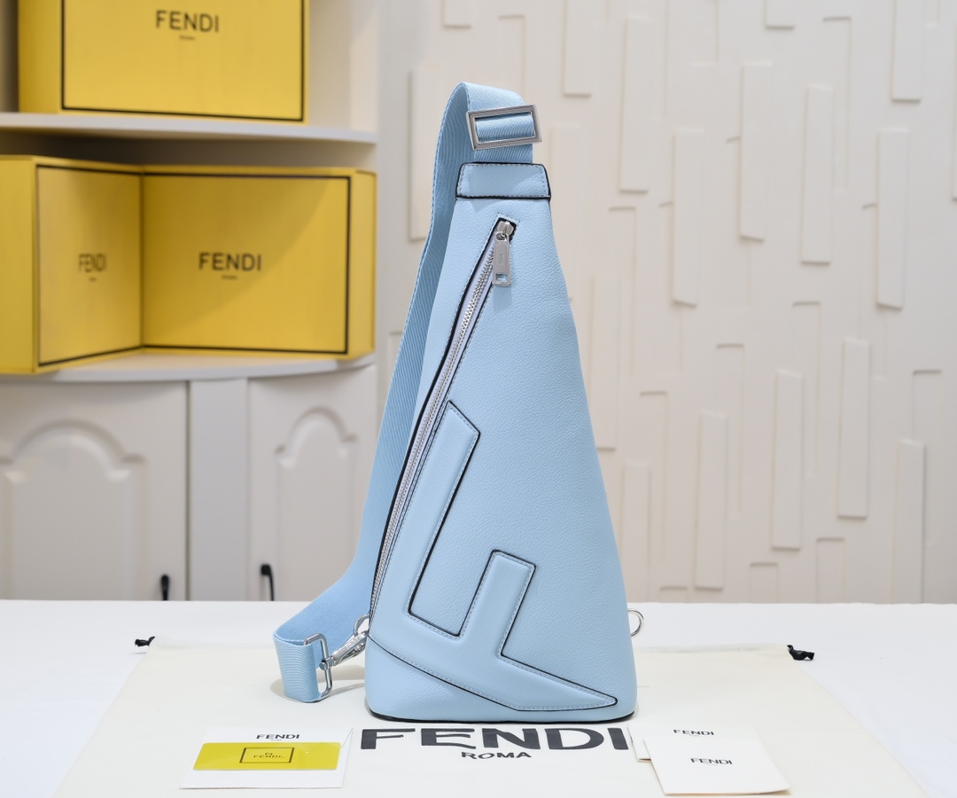 [TOP] Fendi Roma Leather Fendi Cono Shoulder Bag 18×37 cm-Blue