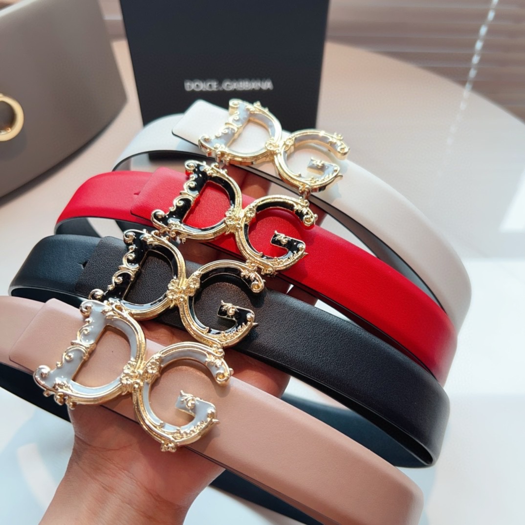 [TOP] Dolce & Gabbana D&G Cowhide Belt 3CM - 4 Colors