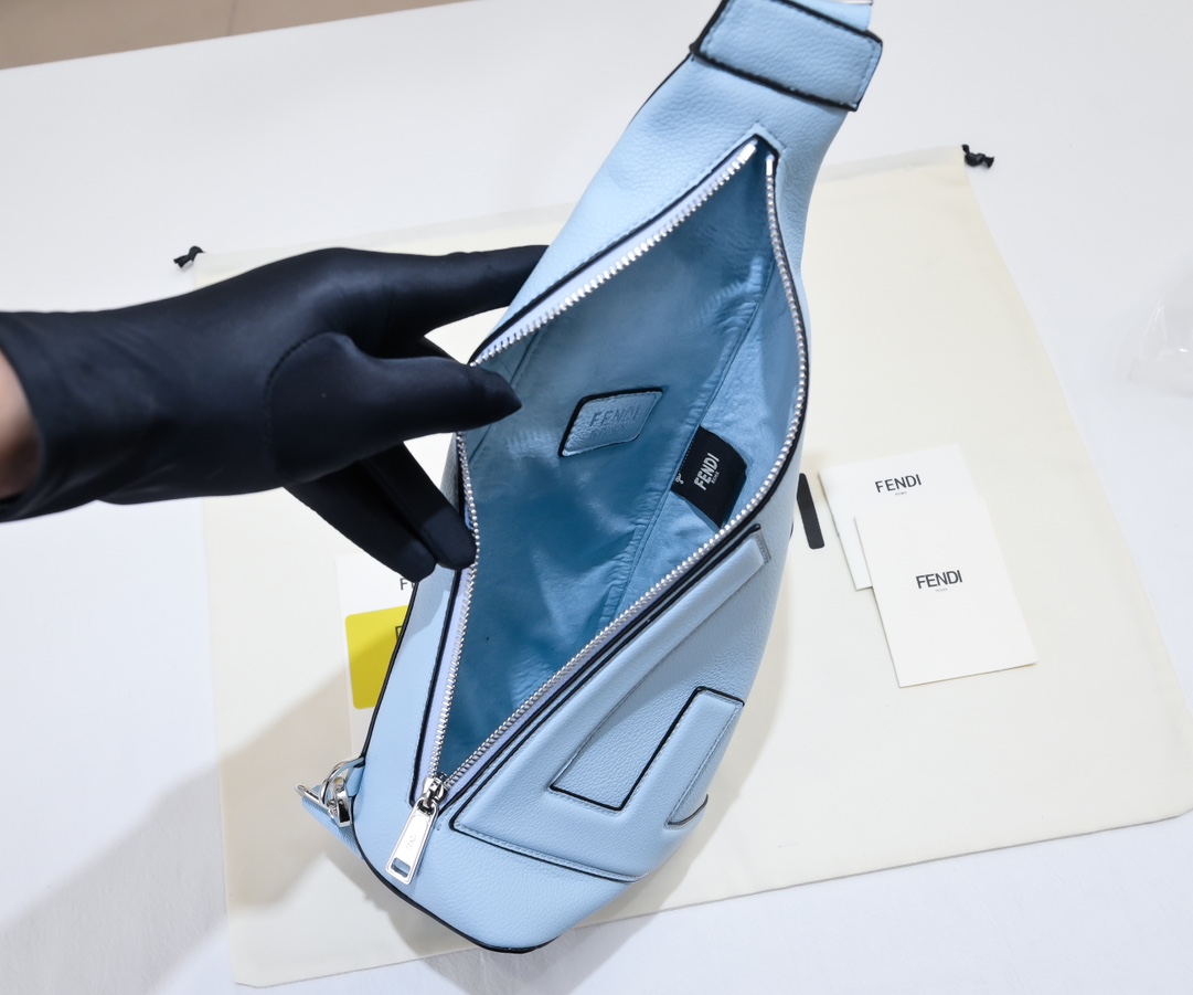 [TOP] Fendi Roma Leather Fendi Cono Shoulder Bag 18×37 cm-Blue