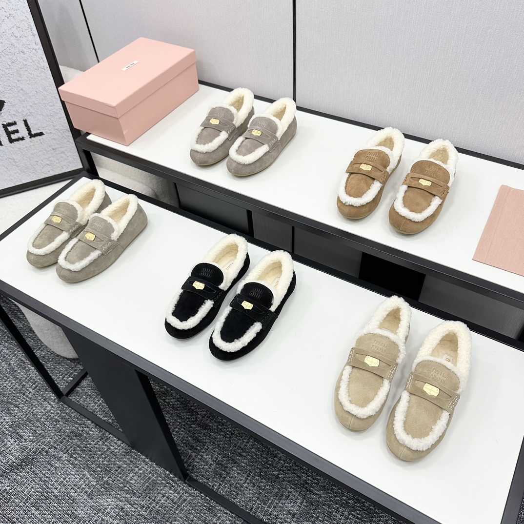 [TOP] Miu Miu Fur Flat Shoes - 5 Color