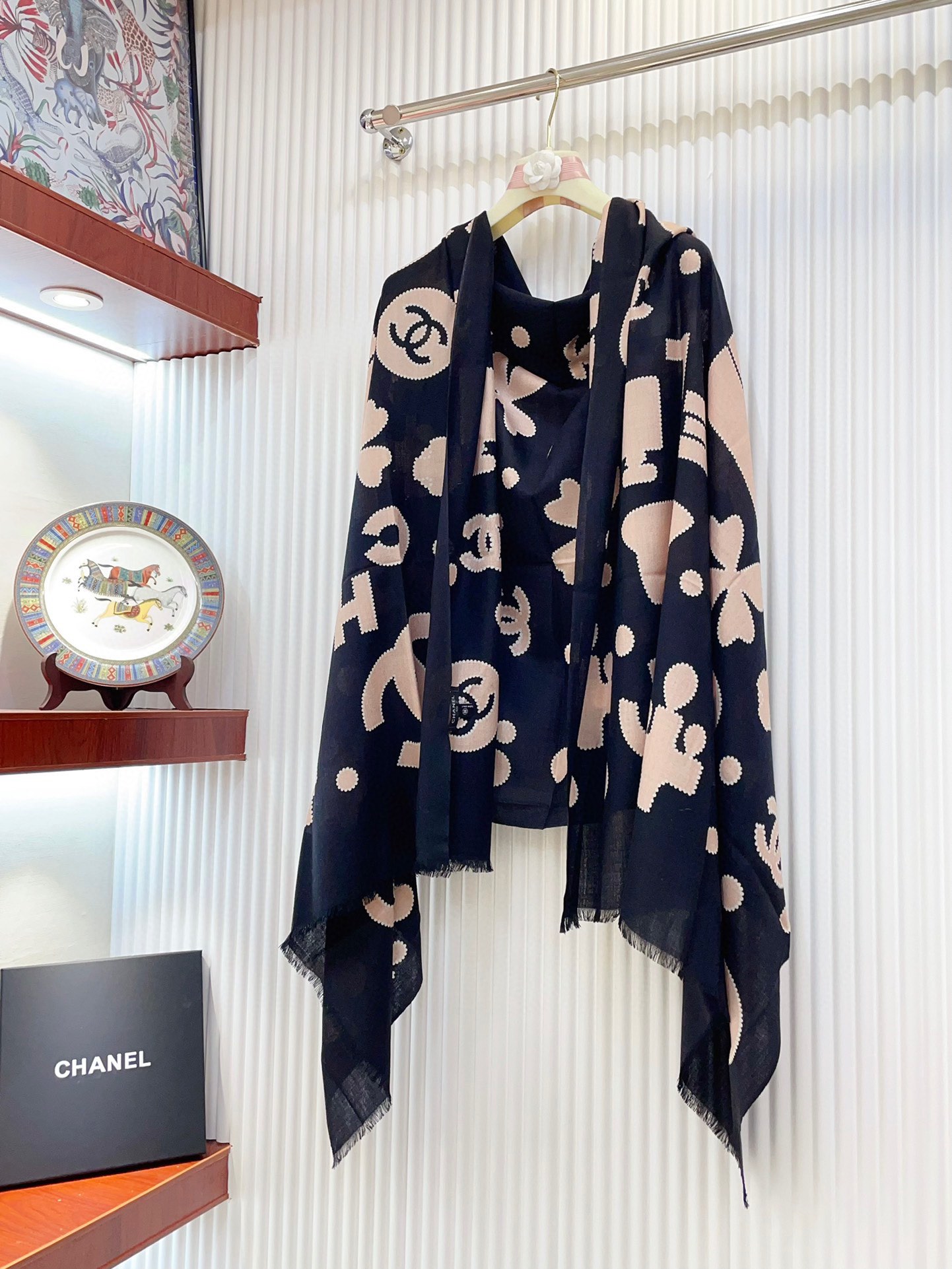[TOP] CHANEL Decorative Mix Long  Scarf 110x200 cm - Navy Blue