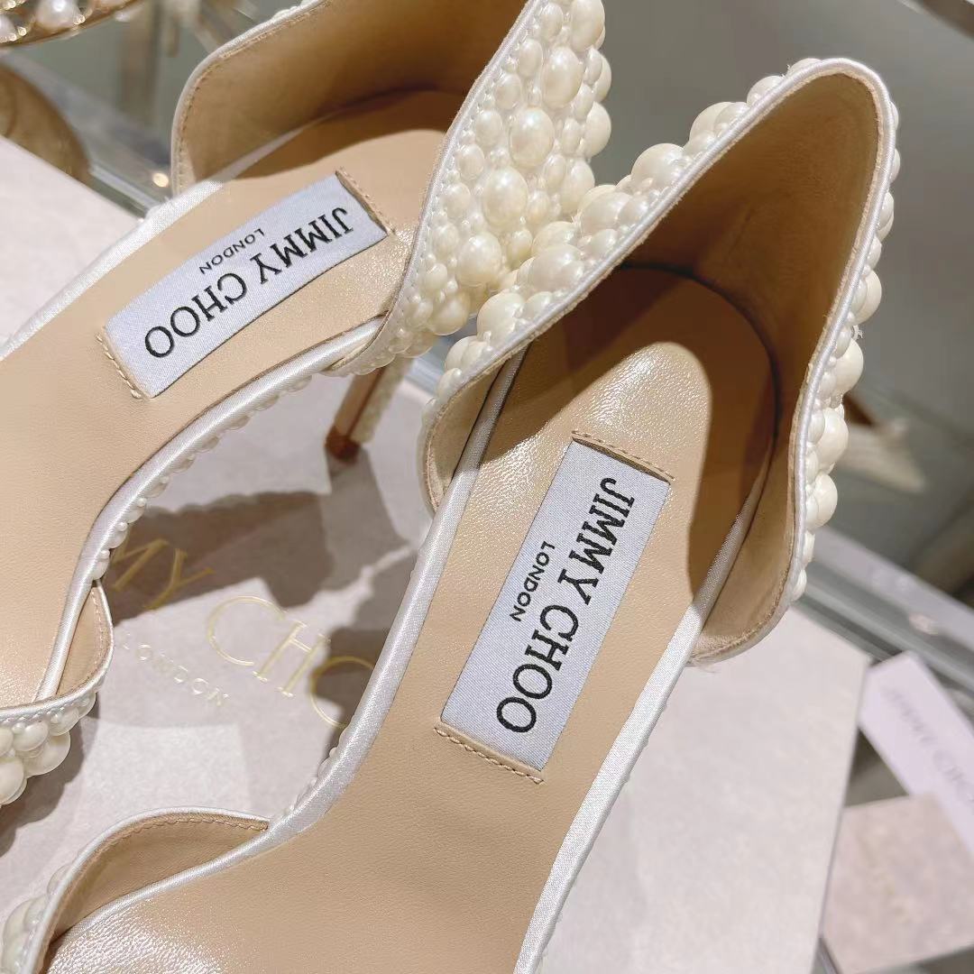 [TOP] Jimmy Choo Silk Pearls Pumps - White