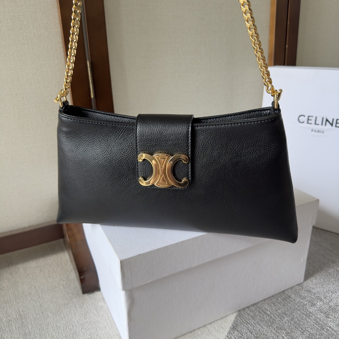 [TOP] CELINE Triomphe Cowhide Handbag 31 X 15 X 2cm - Black
