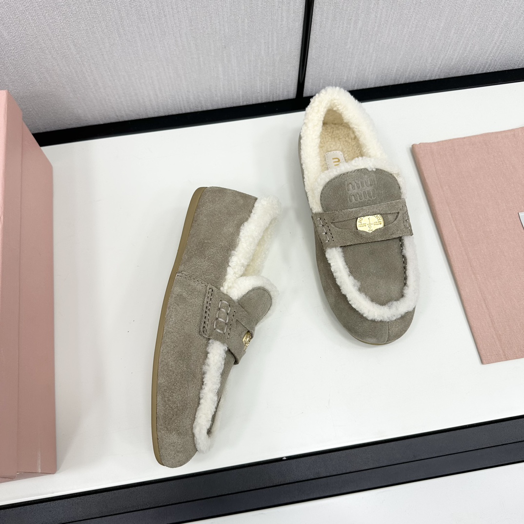 [TOP] Miu Miu Fur Flat Shoes - 5 Color