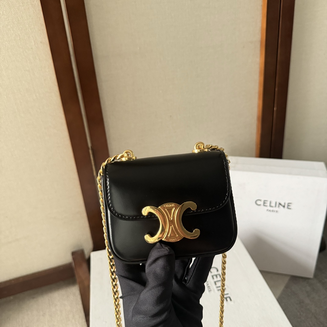 [TOP] CELINE Triomphe Bag Mini 11x4x8CM - Black