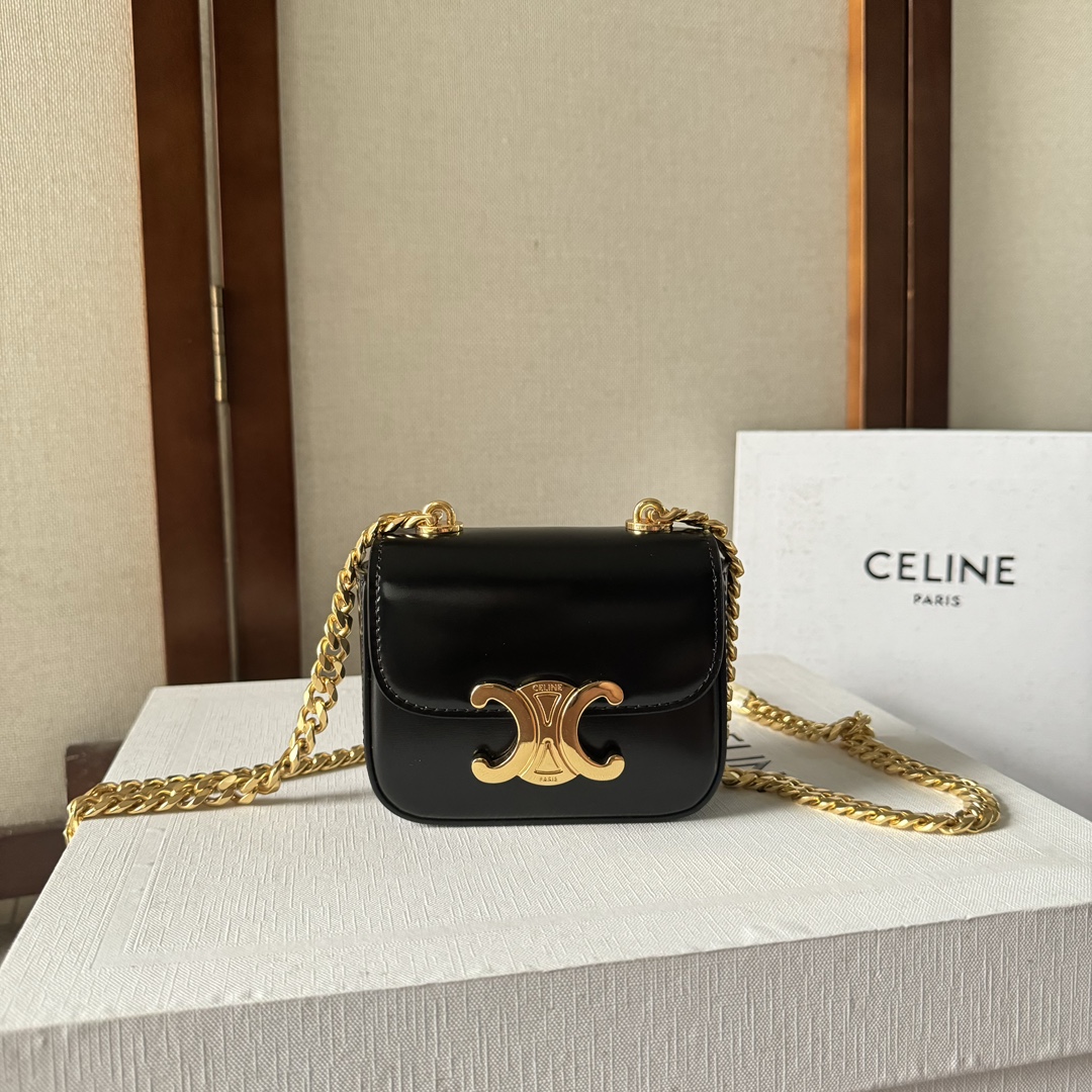 [TOP] CELINE Triomphe Bag Mini 11x4x8CM - Black