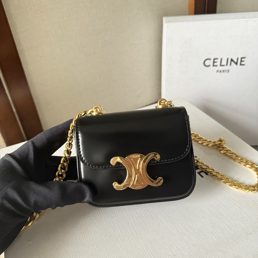[TOP] CELINE Triomphe Bag Mini 11x4x8CM - Black