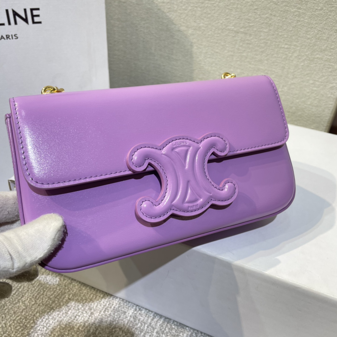 [TOP] CELINE Triomphe Chain Shoulder Bag 20.5*10.5*4CM - Purple