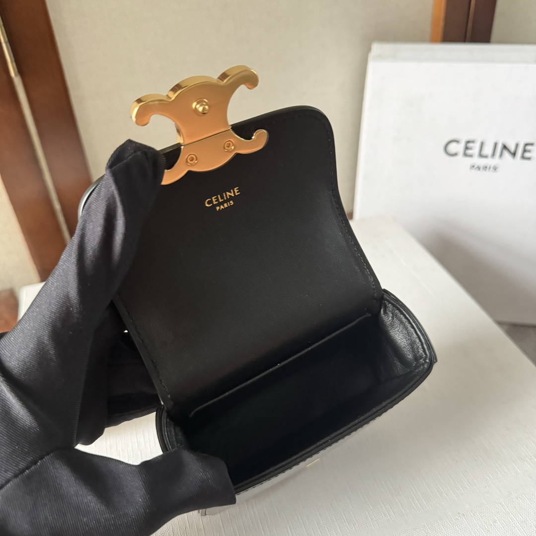 [TOP] CELINE Triomphe Bag Mini 11x4x8CM - Black