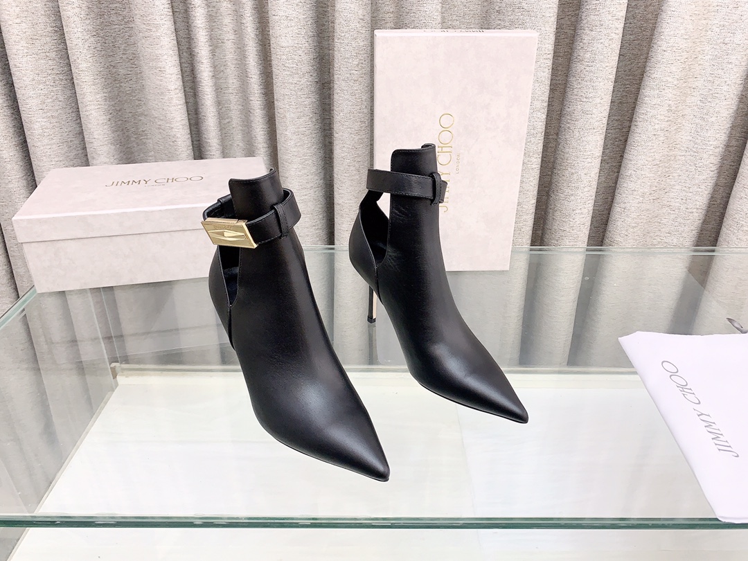 [TOP] Jimmy Choo High Heel Short Boots - Black