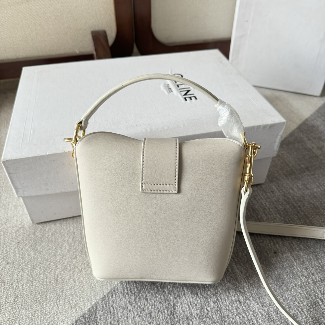 [TOP] CELINE Bucket Bag Mini 13.5×12.5×5cm - White