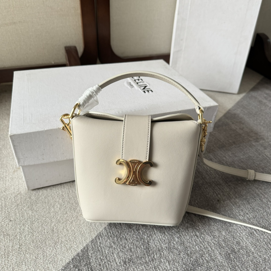[TOP] CELINE Bucket Bag Mini 13.5×12.5×5cm - White