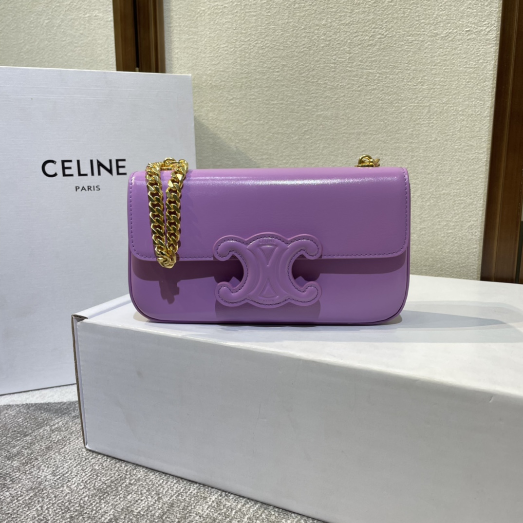[TOP] CELINE Triomphe Chain Shoulder Bag 20.5*10.5*4CM - Purple