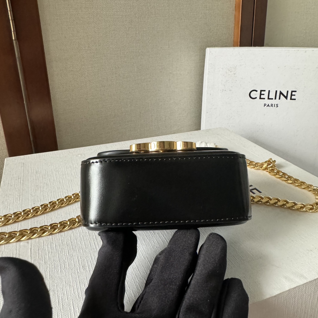 [TOP] CELINE Triomphe Bag Mini 11x4x8CM - Black