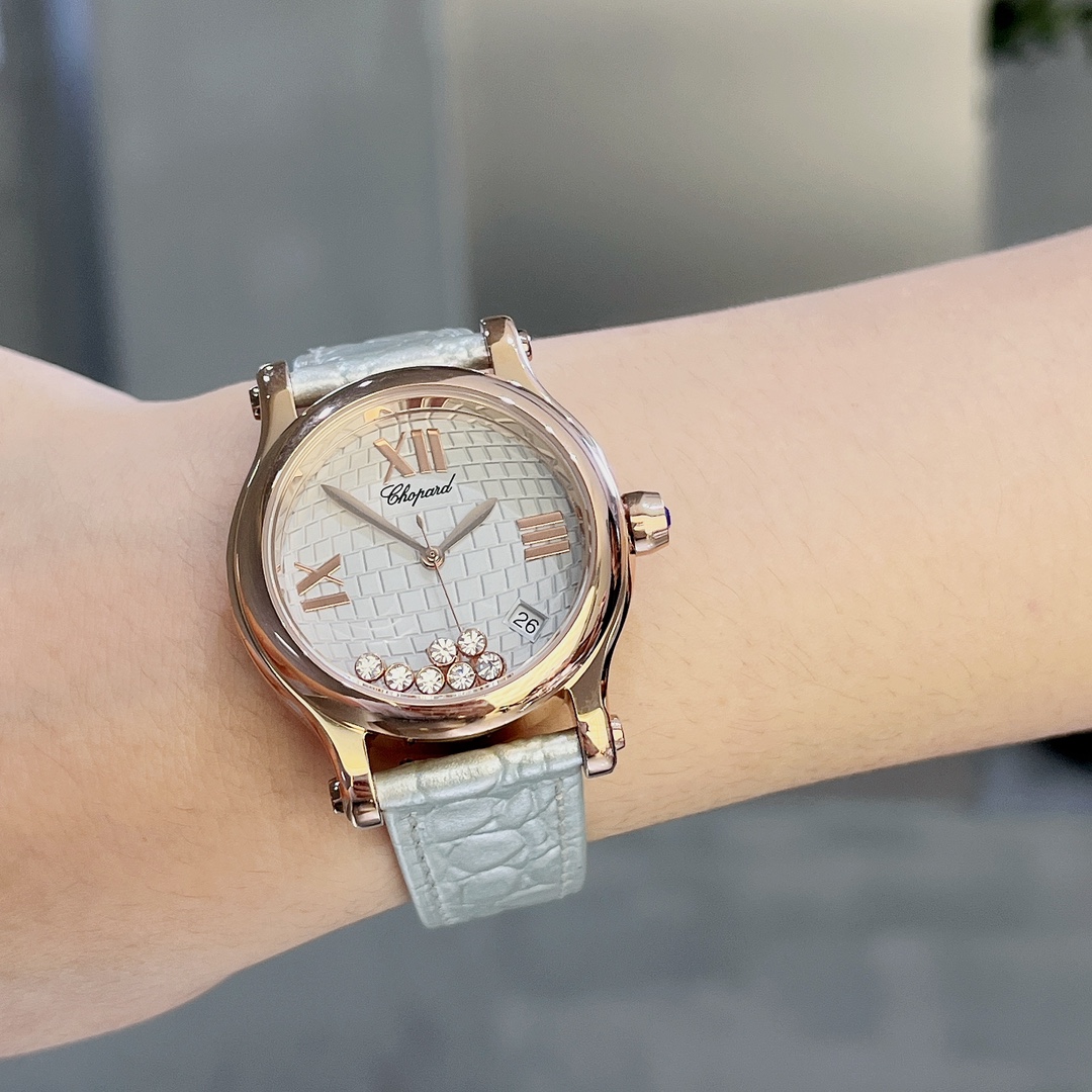 [TOP] Chopard Happy Sport Diamond Watch 36mm- Sliver Strap