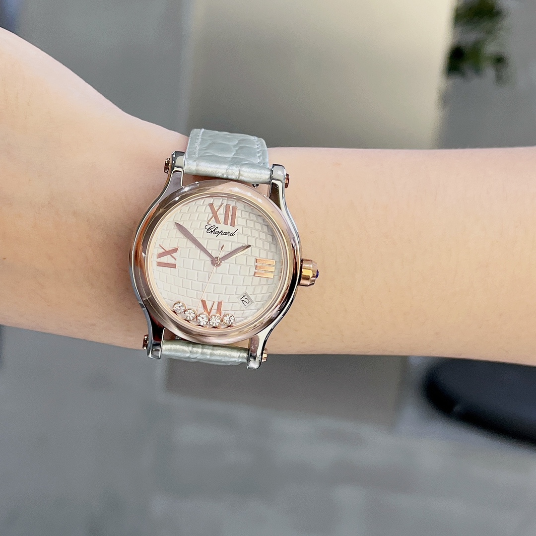 [TOP] Chopard Happy Sport Diamond Watch 36mm- Sliver Strap