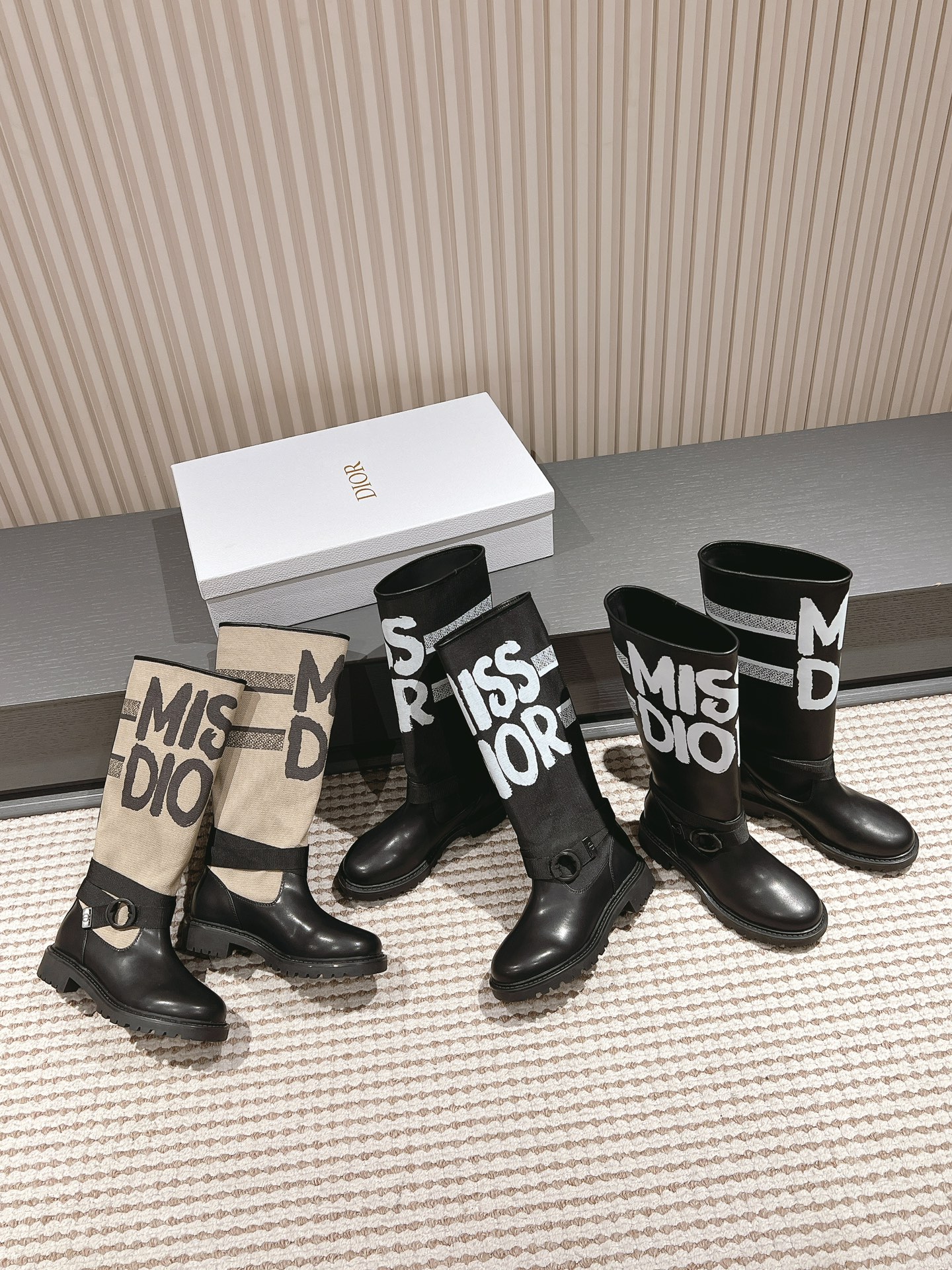 [TOP] Christian Dior D-Major Cloth & Leather Boots with Logo Print - 3 Colors