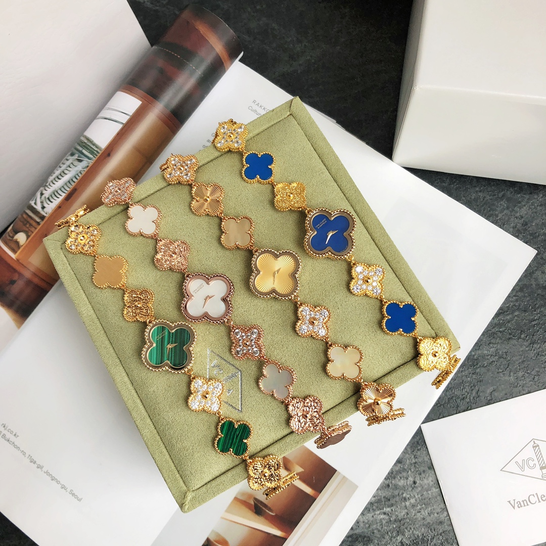 [TOP] Van Cleef & Arpels Sweet Alhambra Four-leaf Clover Bracelet Watch - 4 Color