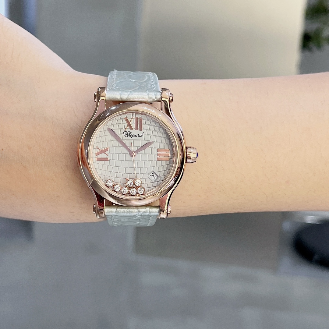 [TOP] Chopard Happy Sport Diamond Watch 36mm- Sliver Strap