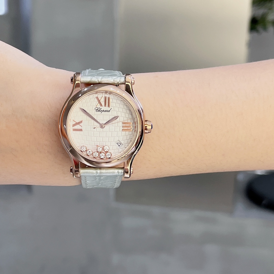 [TOP] Chopard Happy Sport Diamond Watch 36mm- Sliver Strap