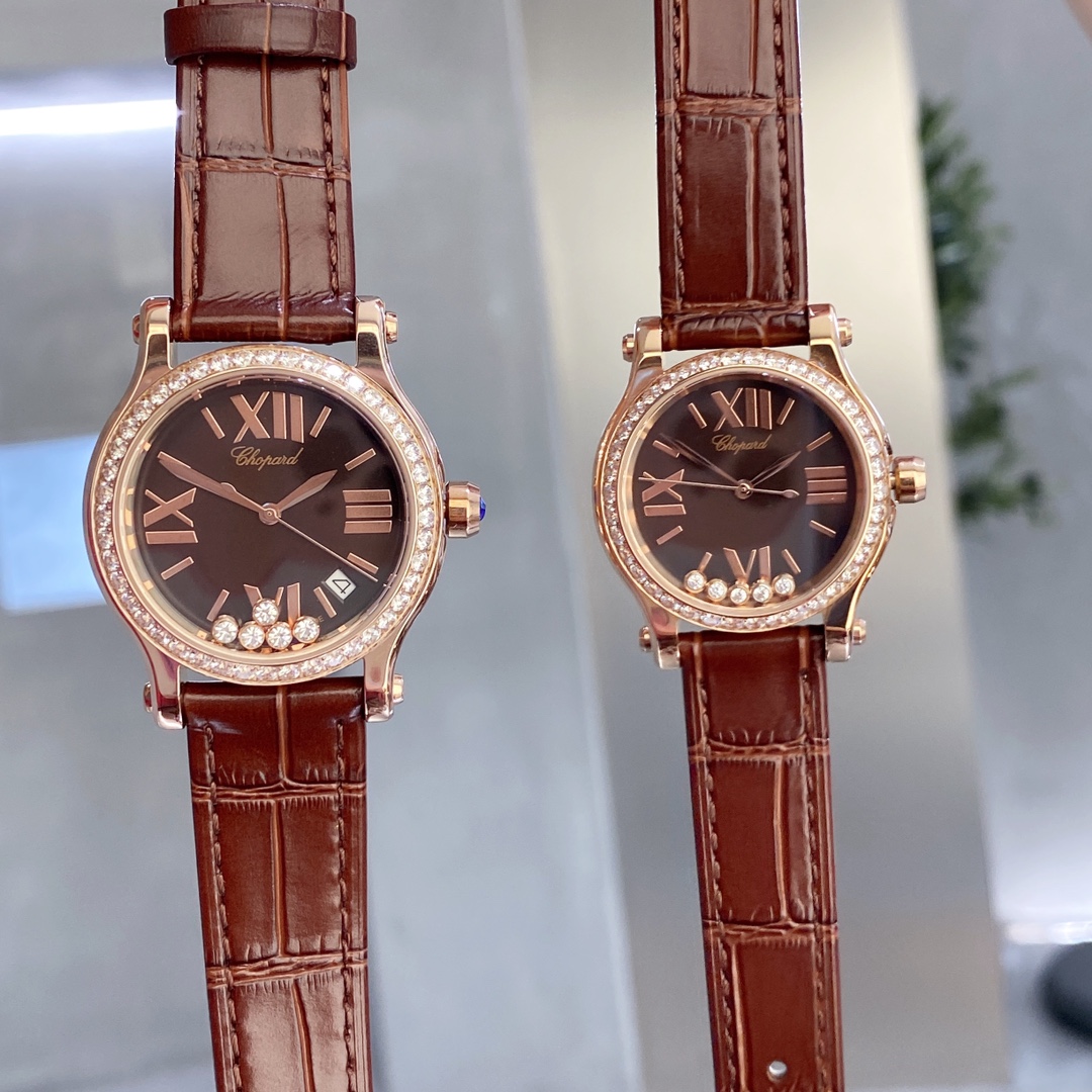 [TOP] Chopard Happy Sport Diamond Watch  30/36mm- Brown Strap