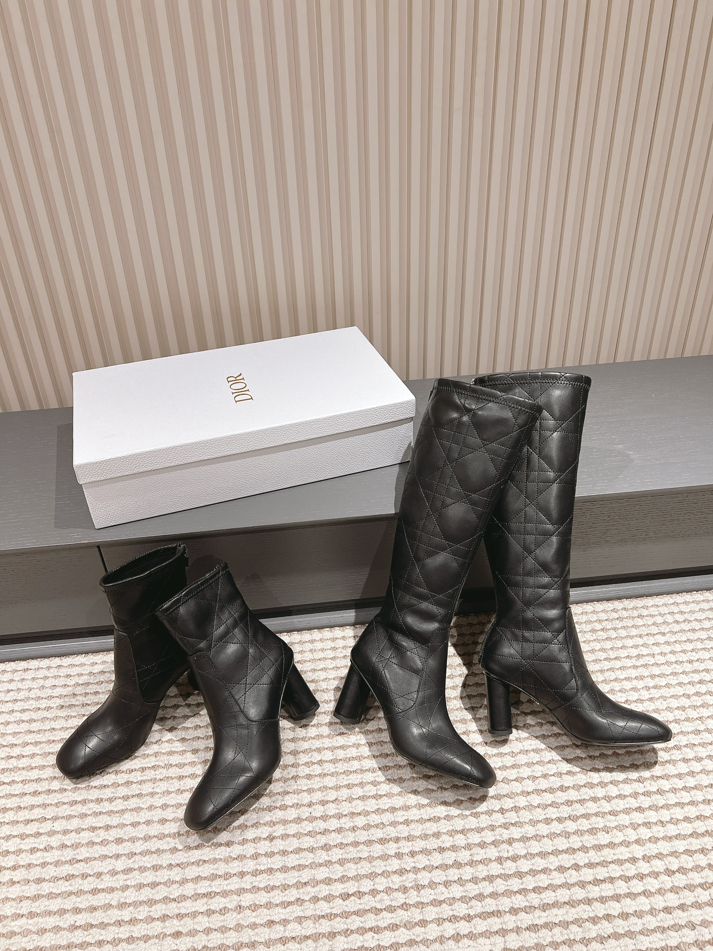 [TOP] Christian Dior D-Shadow High Heel Boots - Black