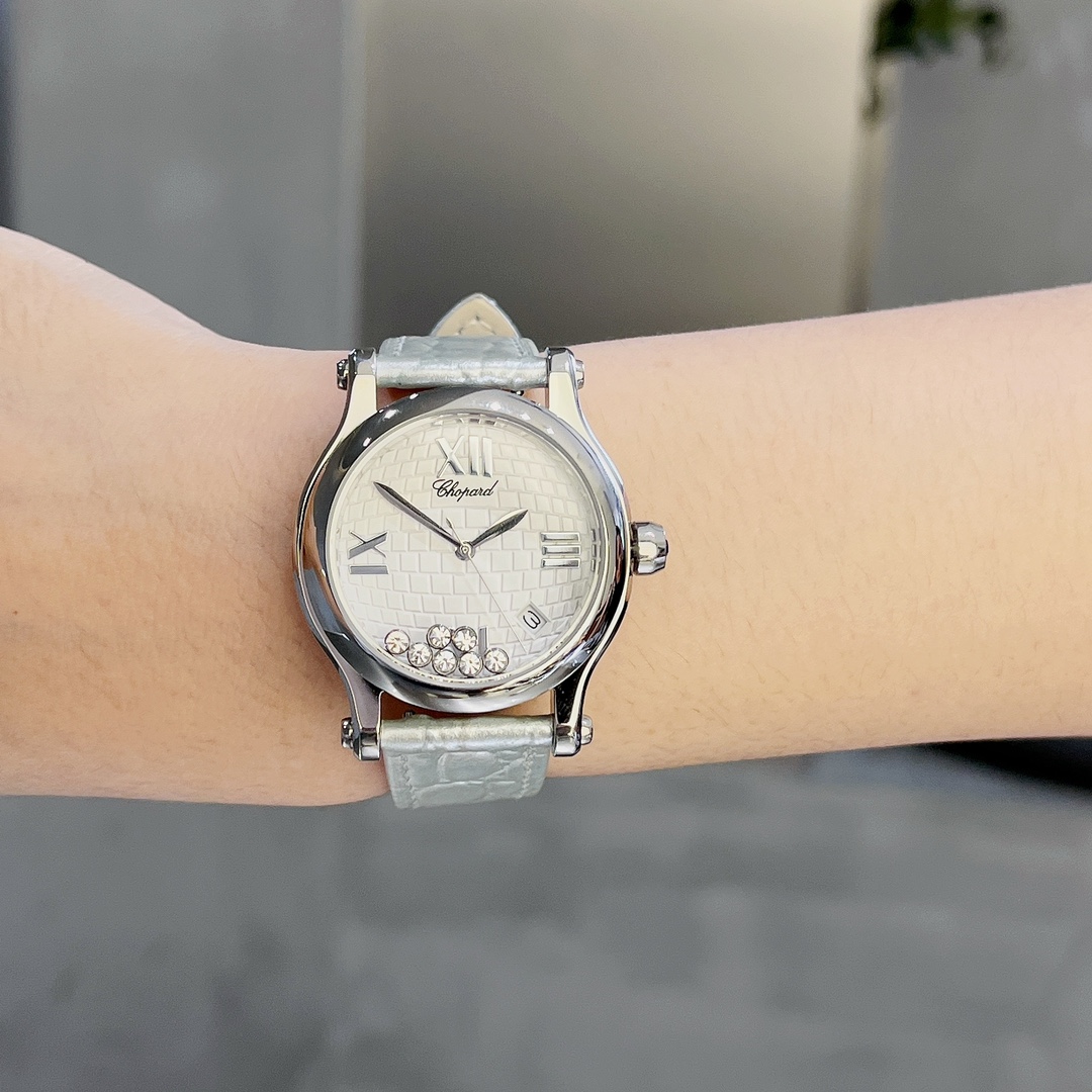 [TOP] Chopard Happy Sport Diamond Watch 36mm- Sliver Strap