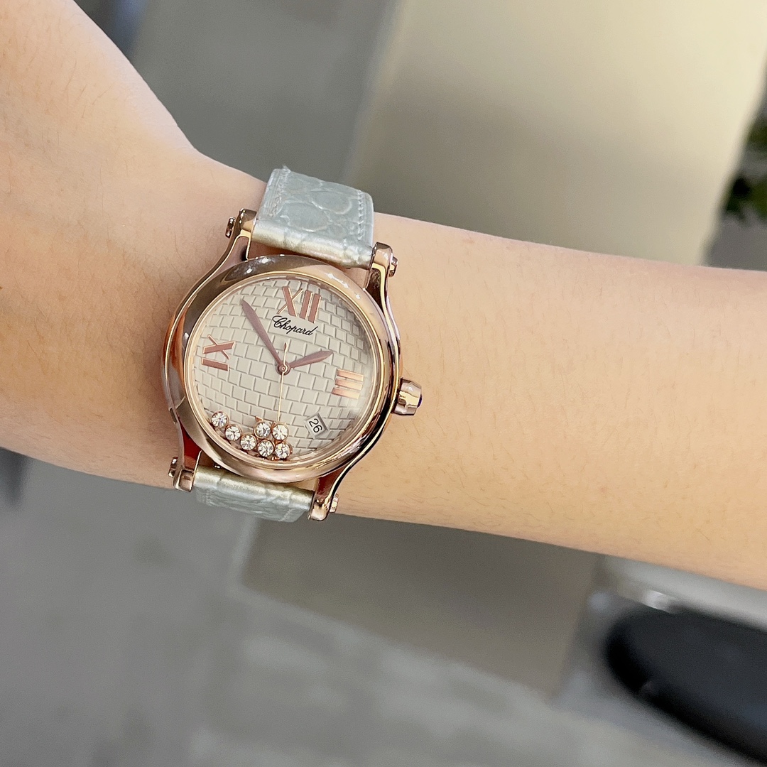 [TOP] Chopard Happy Sport Diamond Watch 36mm- Sliver Strap