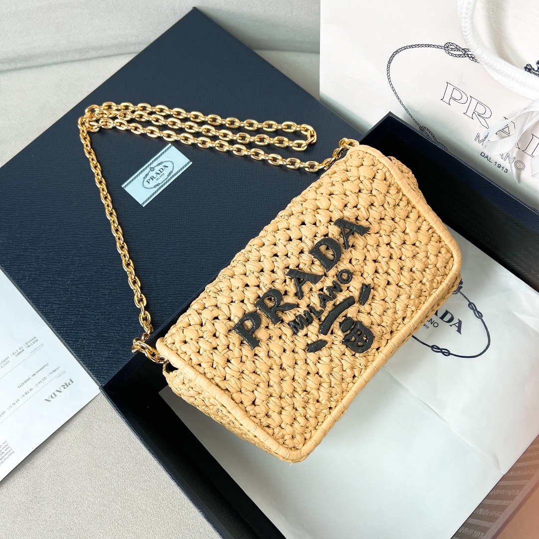 [TOP] PRADA Woven Chain Bag 20*13*7cm - 2 Colour