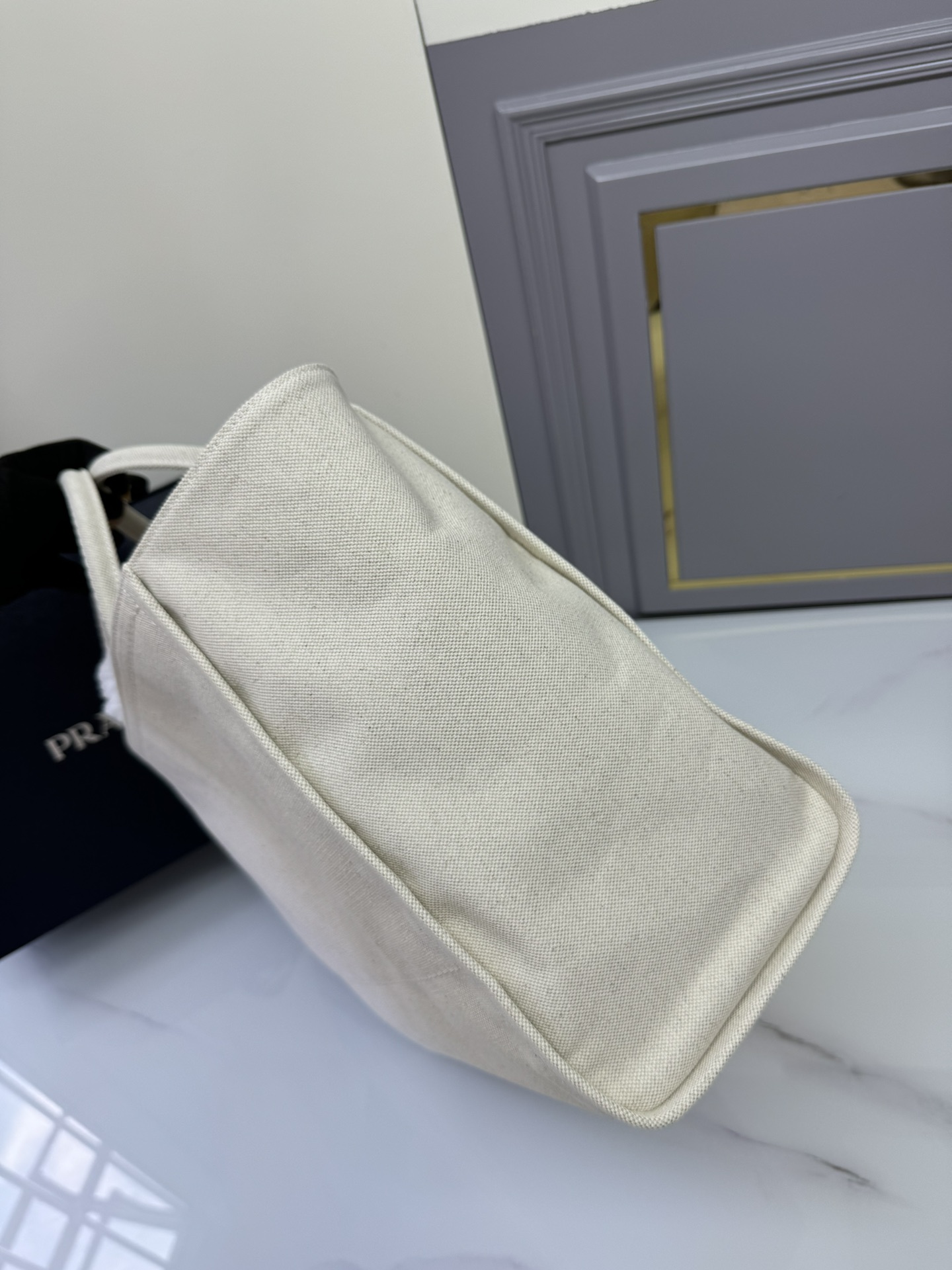 [TOP] PRADA Linen Canvas Tote Bag 39×31×17cm/31x25x14cn - Beige