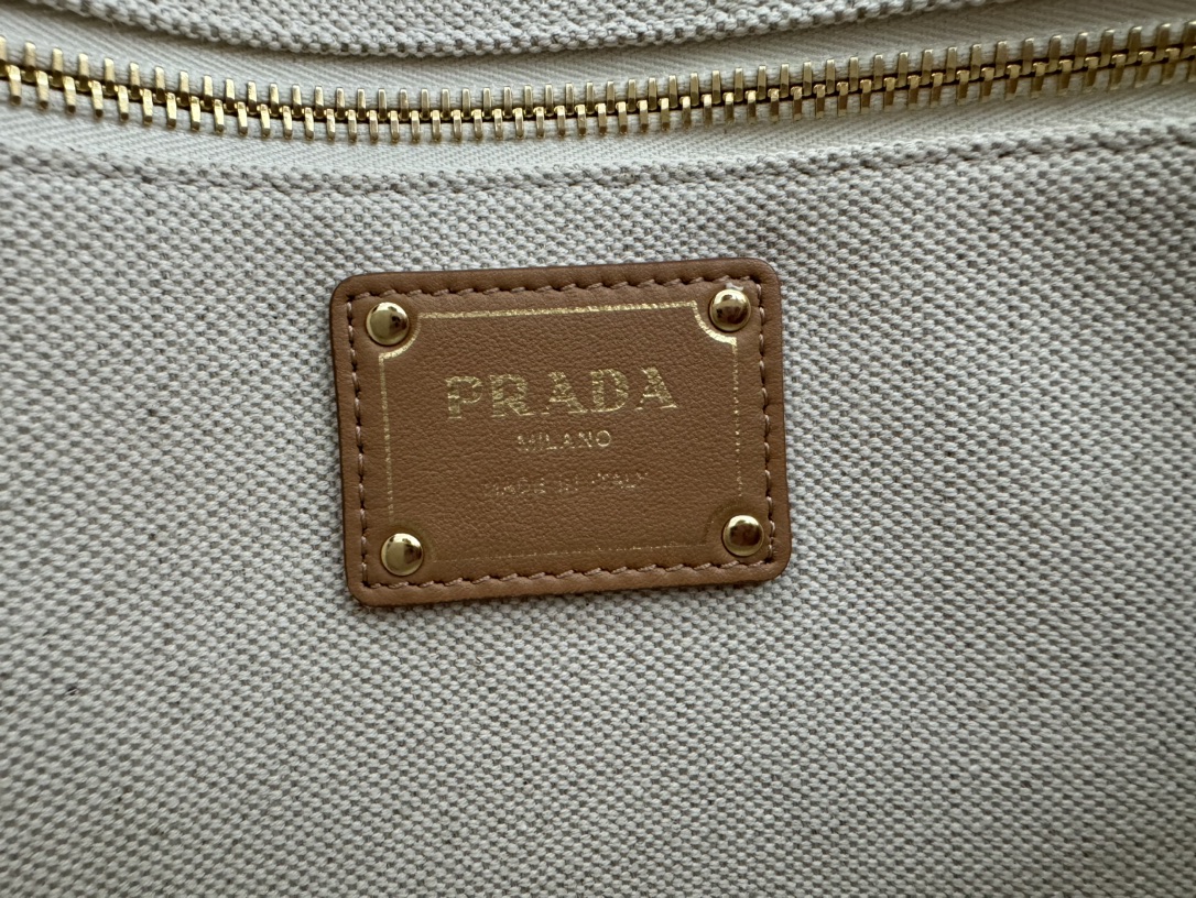 [TOP] PRADA Linen Canvas Tote Bag 39×31×17cm/31x25x14cn - Beige