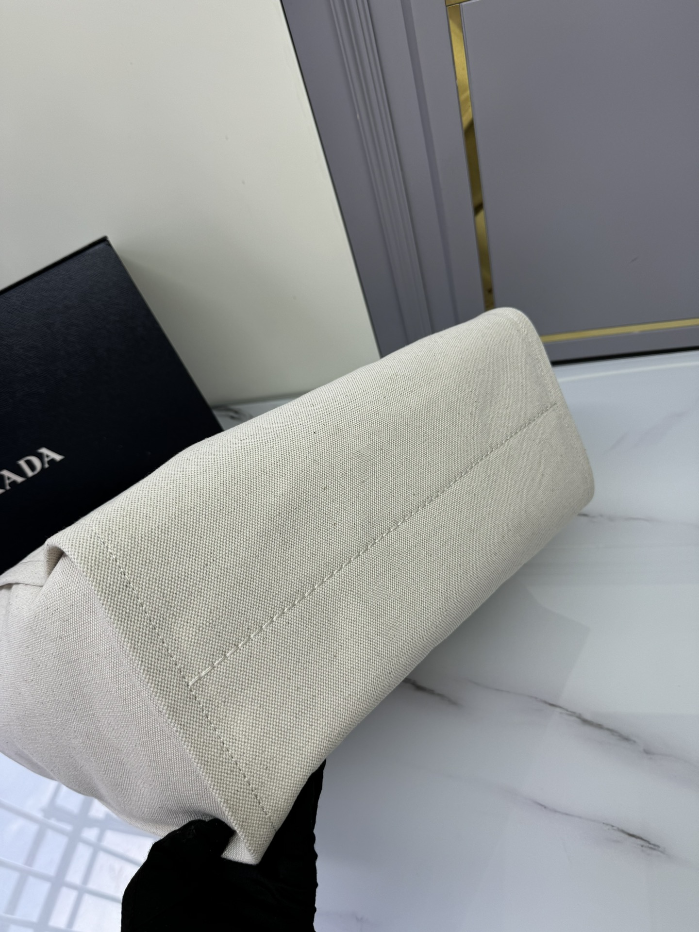 [TOP] PRADA Linen Canvas Tote Bag 39×31×17cm/31x25x14cn - Beige