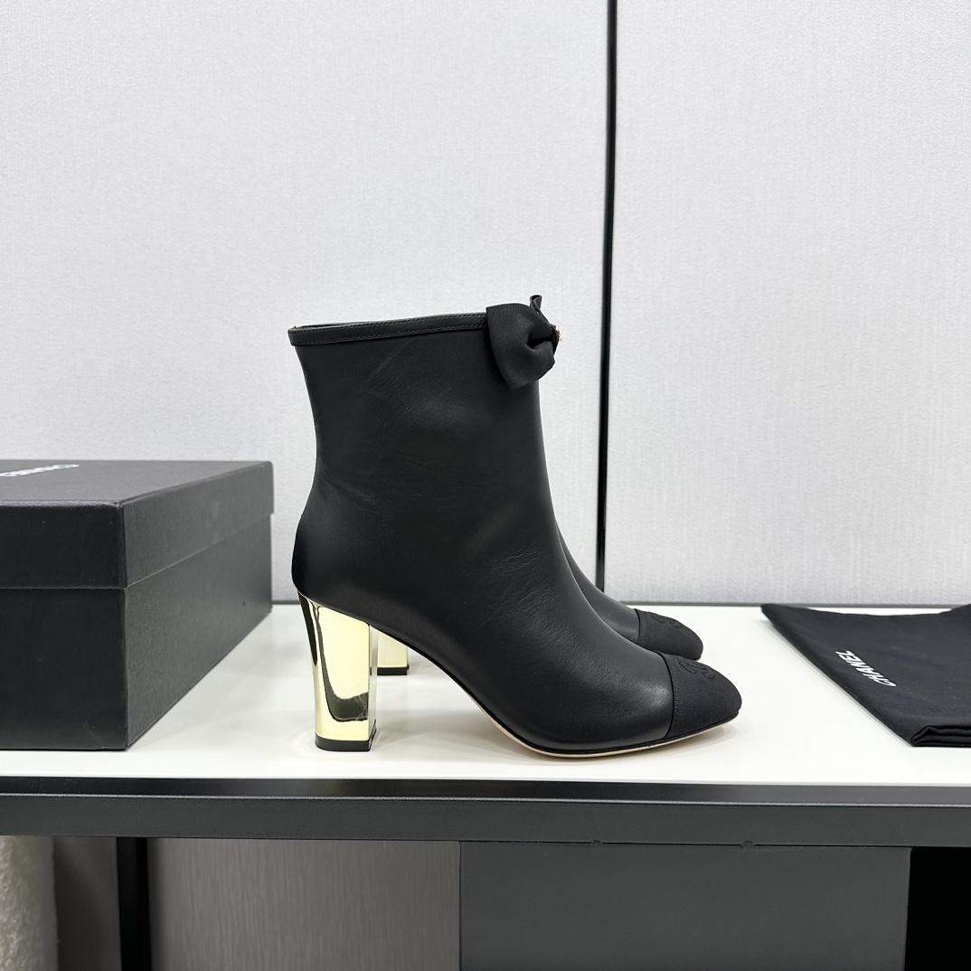 [TOP] CHANEL High Heel Short Boots with Bow - 3 Color