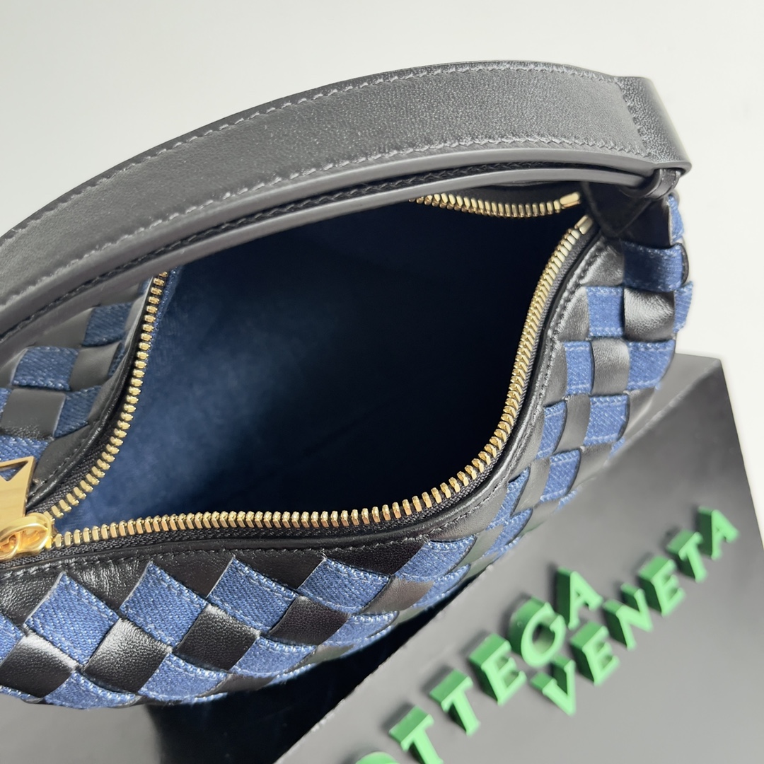 [TOP] Bottega Veneta BV Denim & Leather Wallace Bag 22x13x9cm - Blue & Black