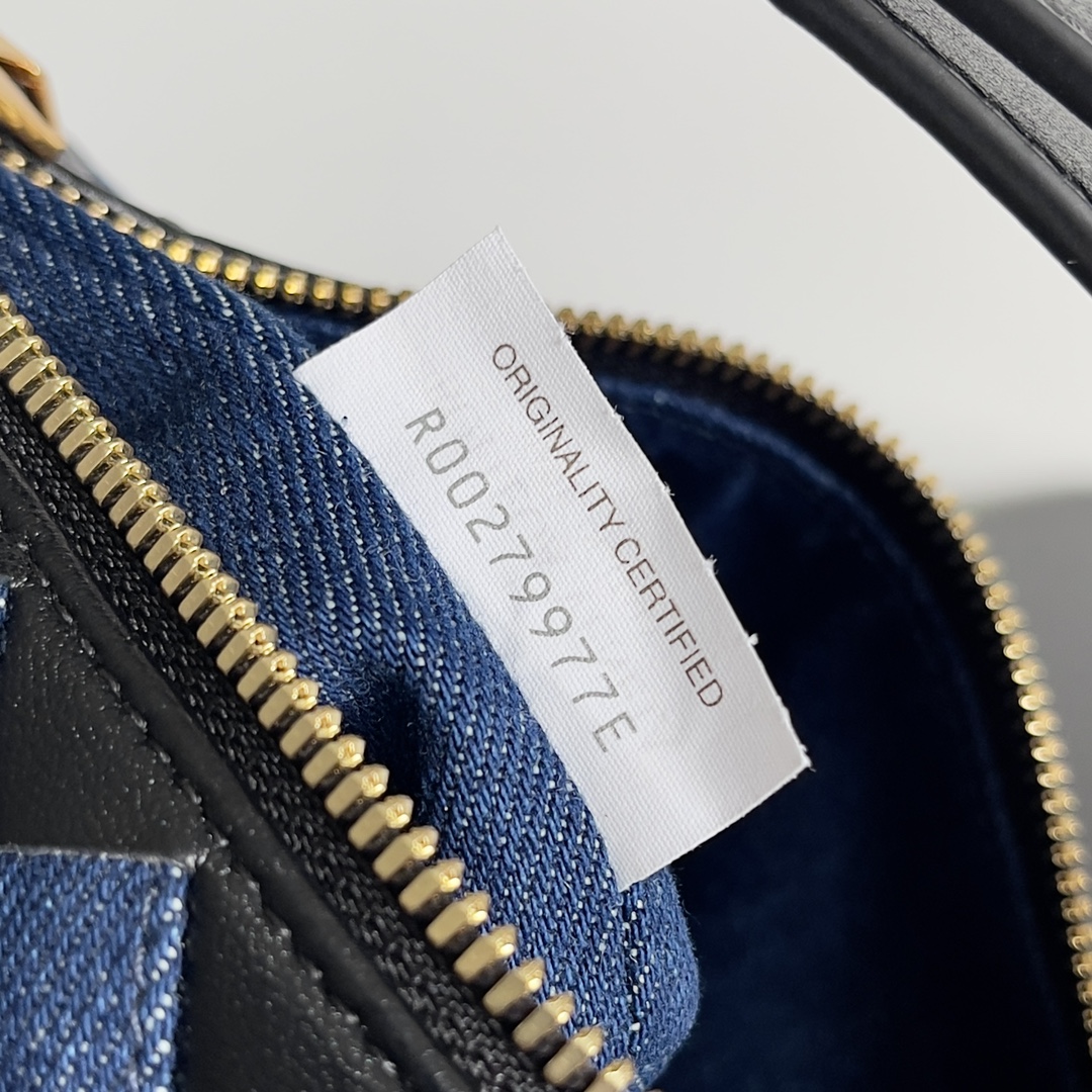 [TOP] Bottega Veneta BV Denim & Leather Wallace Bag 22x13x9cm - Blue & Black