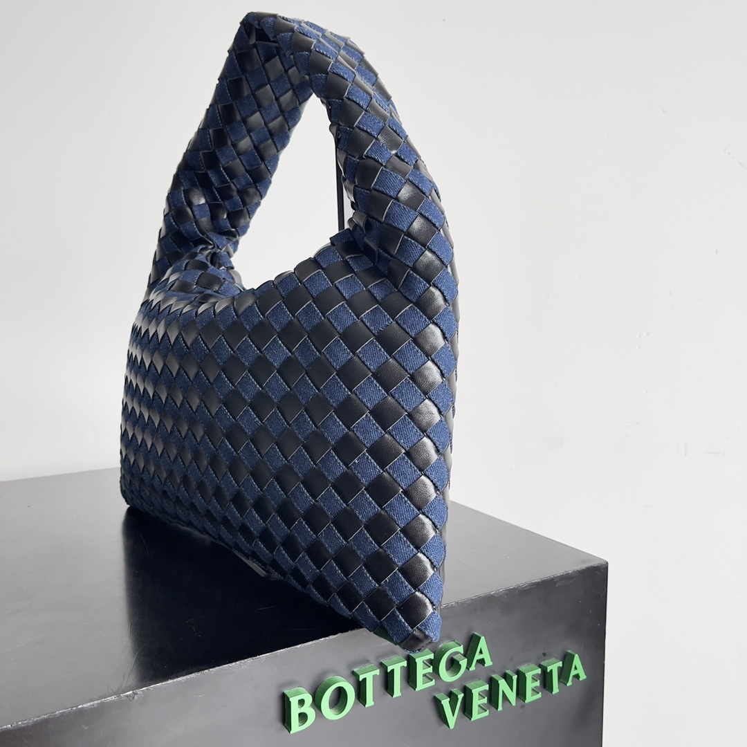 [TOP] Bottega Veneta BV Denim & Leather Hop Bag 41x20.5x7.5cm/54x24x13cm - Blue & Black