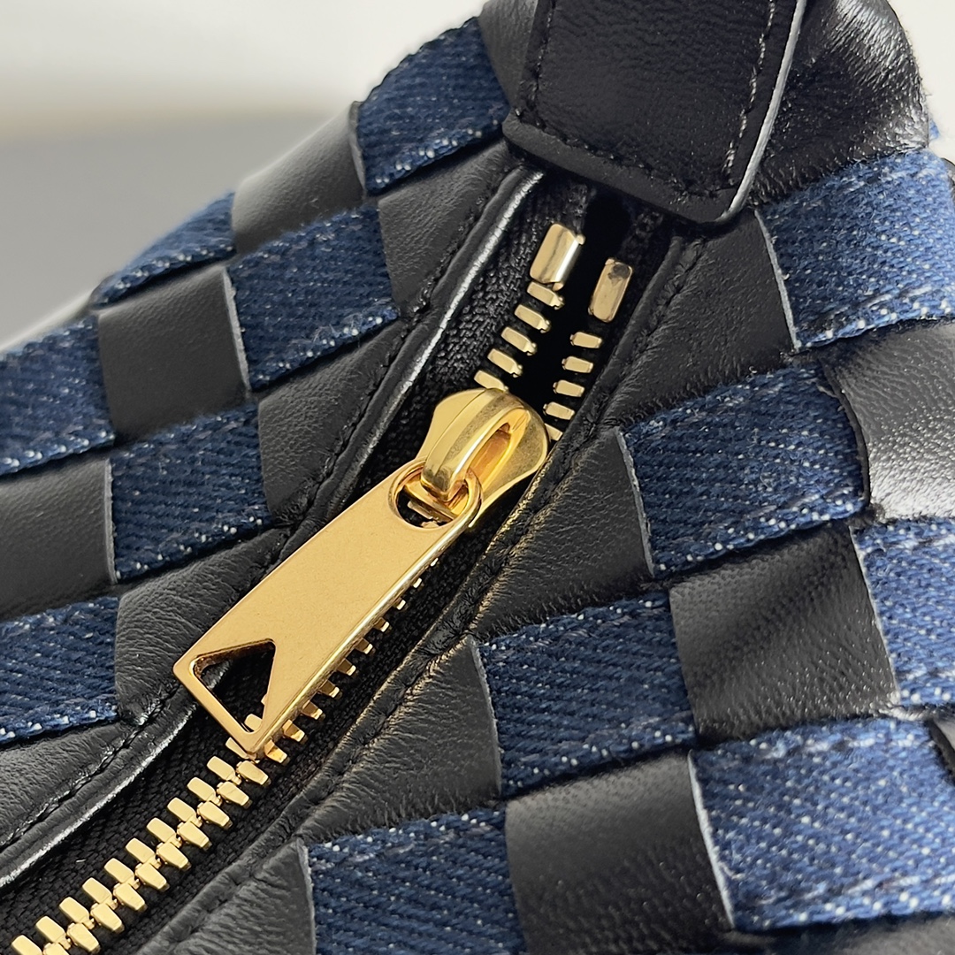 [TOP] Bottega Veneta BV Denim & Leather Wallace Bag 22x13x9cm - Blue & Black