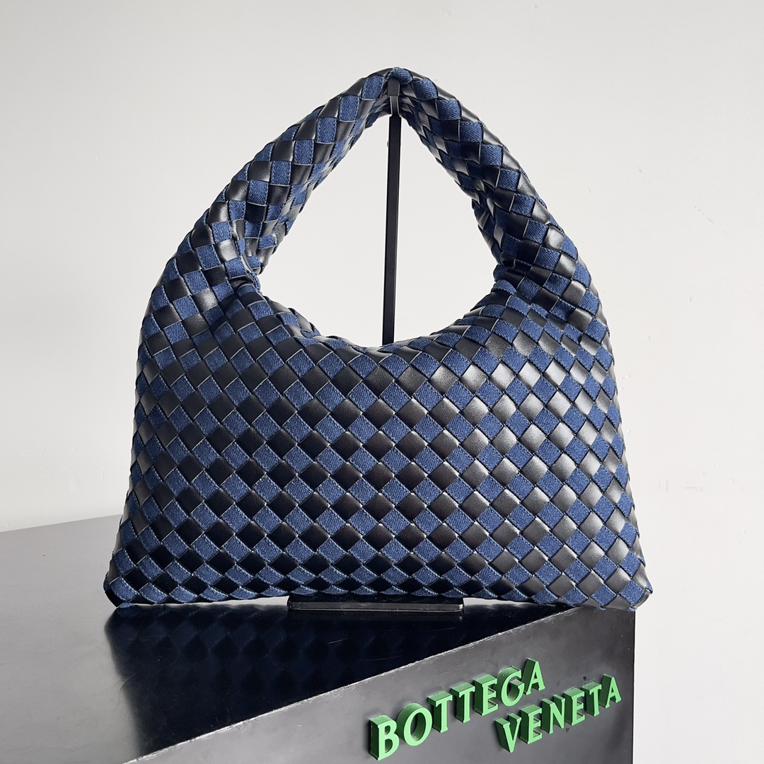 [TOP] Bottega Veneta BV Denim & Leather Hop Bag 41x20.5x7.5cm/54x24x13cm - Blue & Black