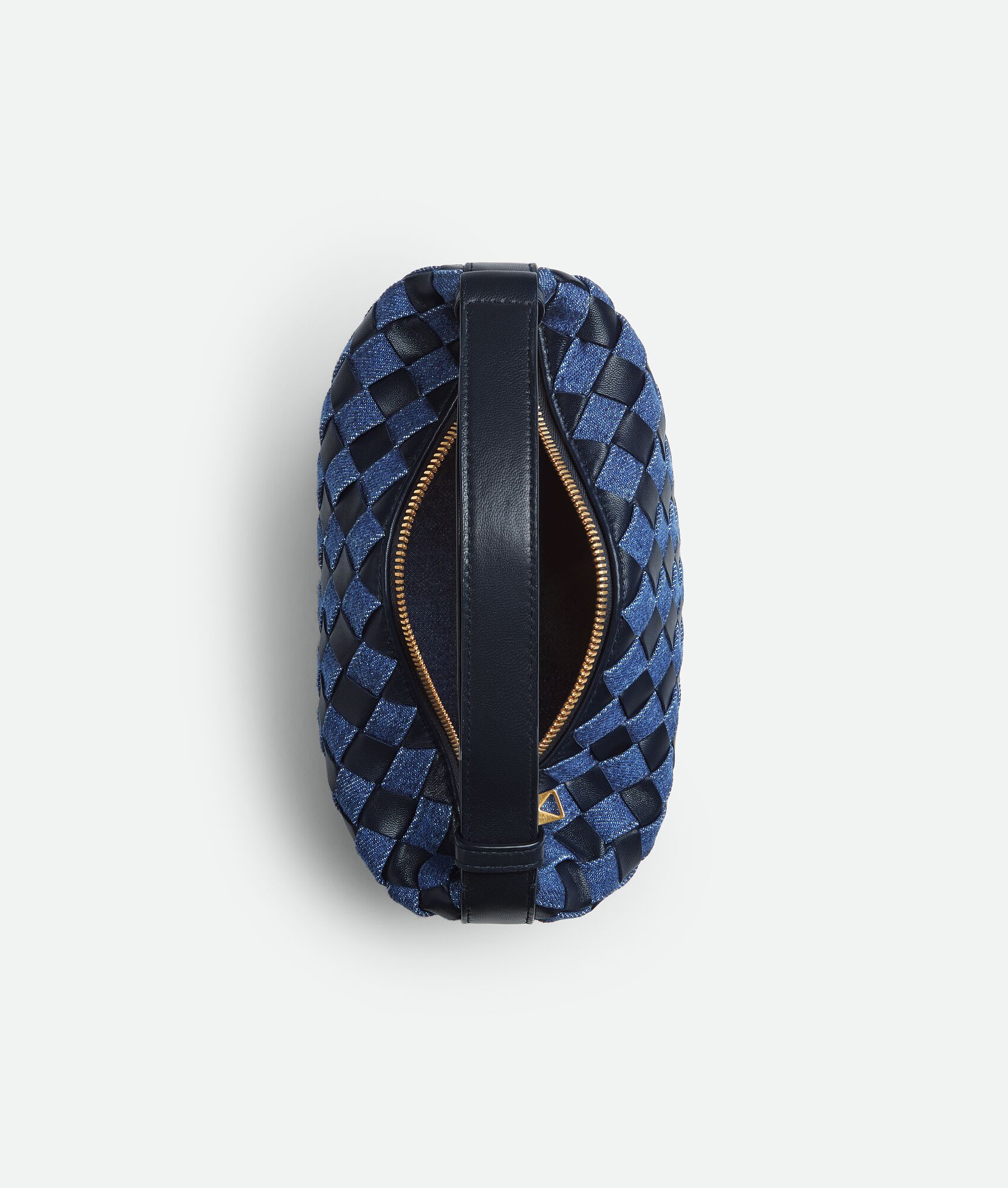 [TOP] Bottega Veneta BV Denim & Leather Wallace Bag 22x13x9cm - Blue & Black