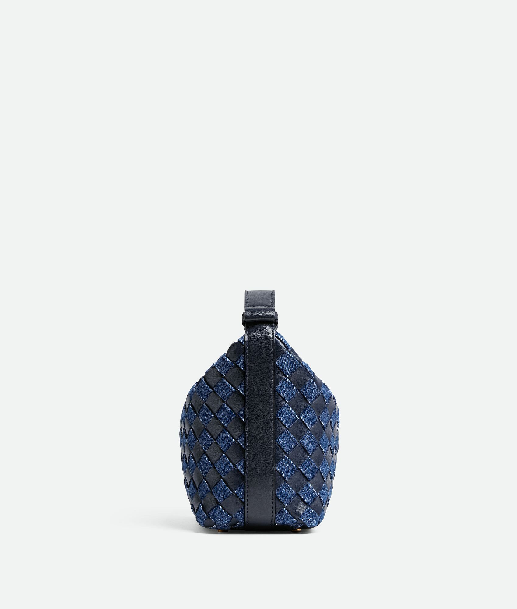 [TOP] Bottega Veneta BV Denim & Leather Wallace Bag 22x13x9cm - Blue & Black