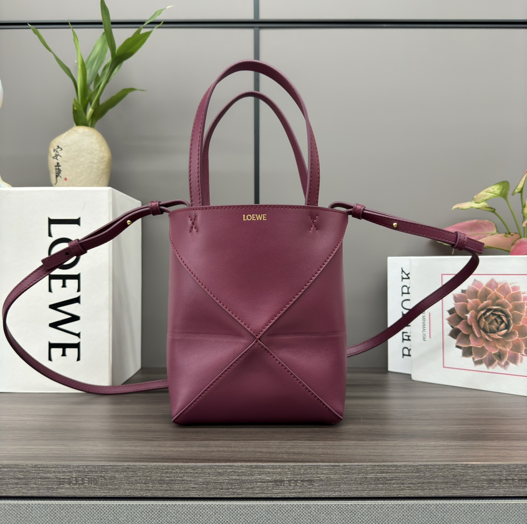 [TOP] LOEWE Puzzle Fold Bag Mini Glossy Cow Leather 16.5*9.5*20CM - 9 Colour