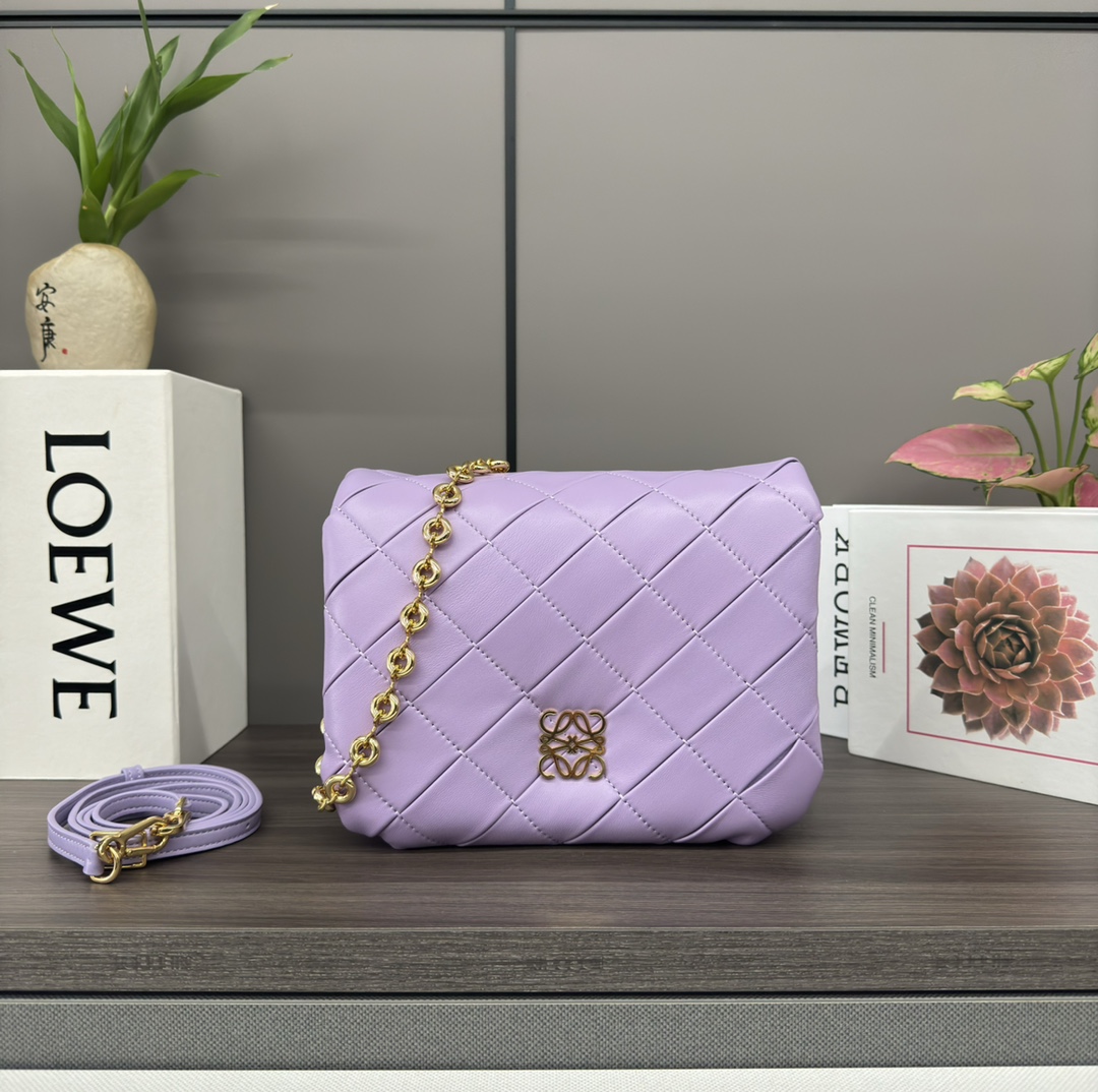 [TOP] LOEWE Goya Bags Glossy purpleheepskin 23*9*17cm - 5 Colour