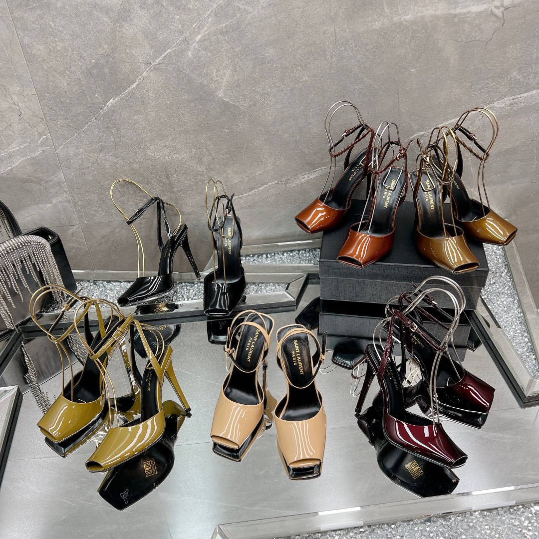 [TOP] Yves Saint Laurent YSL 9.5cm High Heel Pearlescent Patent Leather Pumps - 5 Color