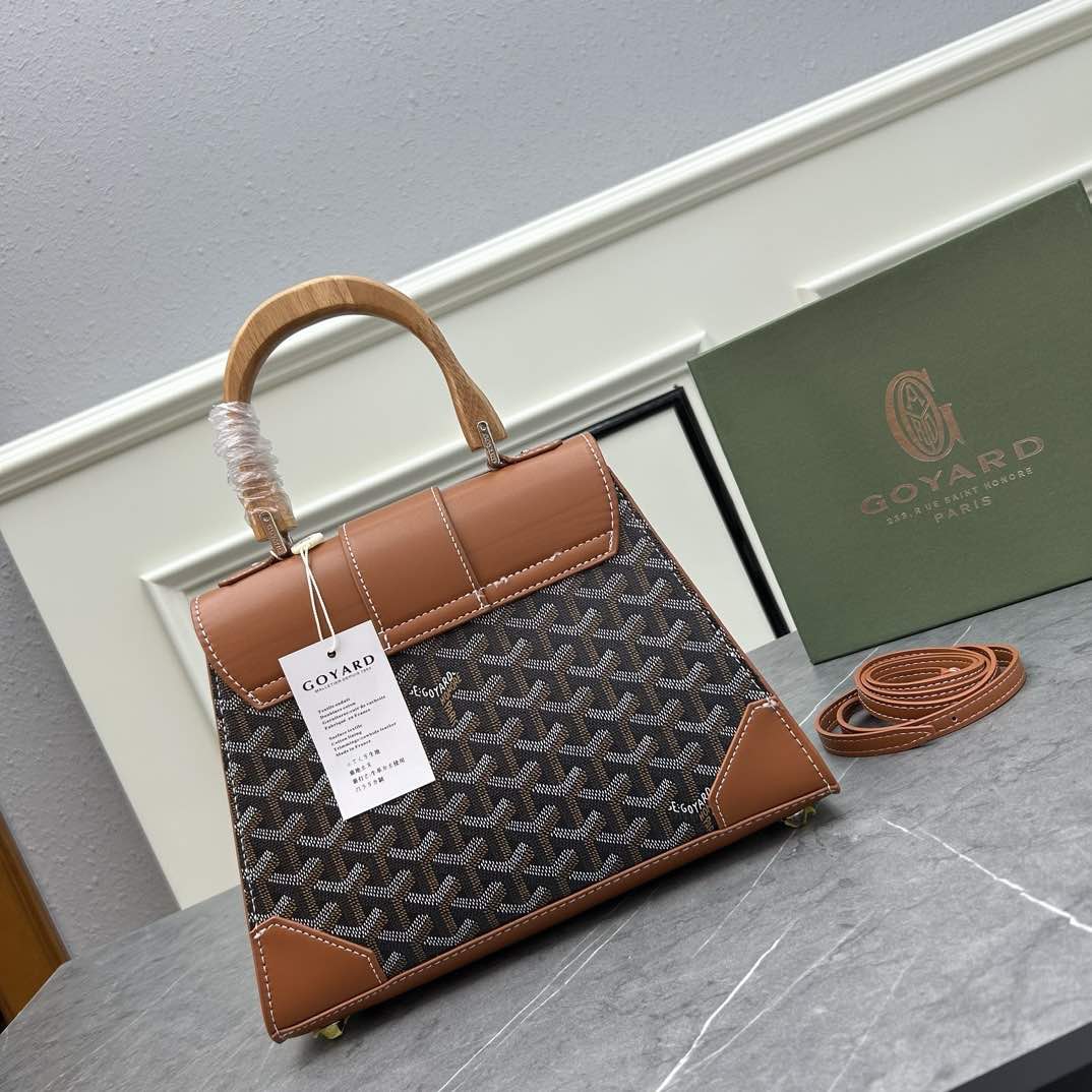 [TOP] Goyard Goyardine Saigon Top Handle Bag 2 Sizes - Brown